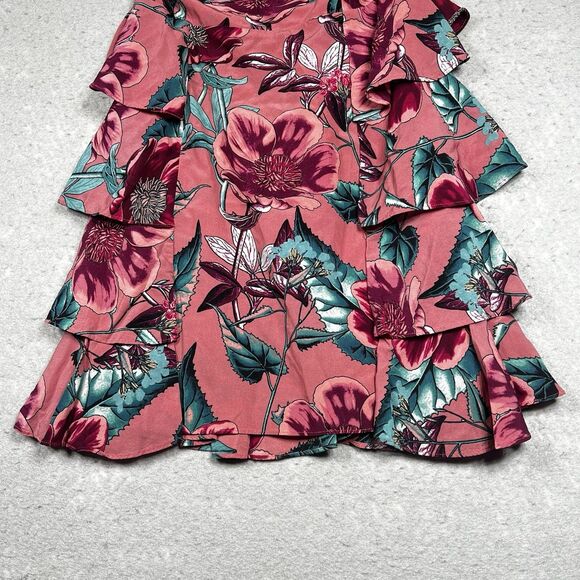 For Love and Lemons Flamenco Mini Dress M Pink Tiered Ruffle Off the Shoulder - Picture 4 of 10